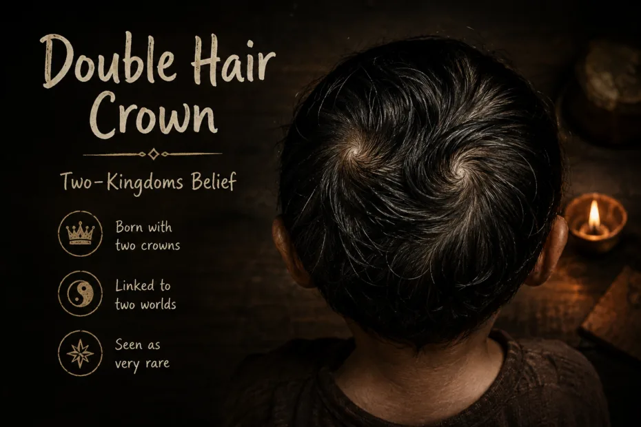 Close-up of a person wearing a double hair crown, illustrating the Double Hair Crown Two-Kingdoms belief through intricate hair styling.