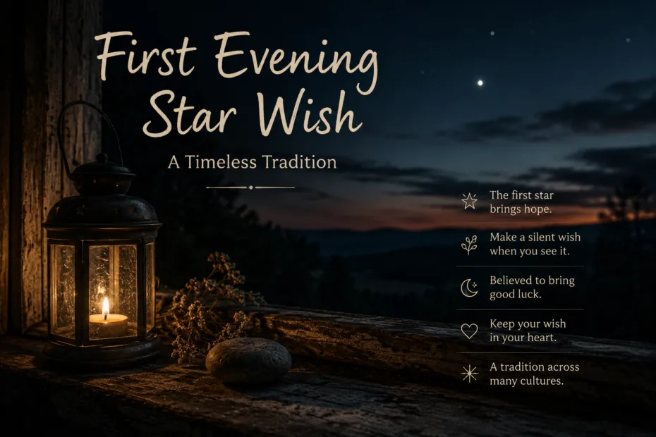 Person watching the night sky as the first evening star appears, linking to the tradition of making a wish with the first star