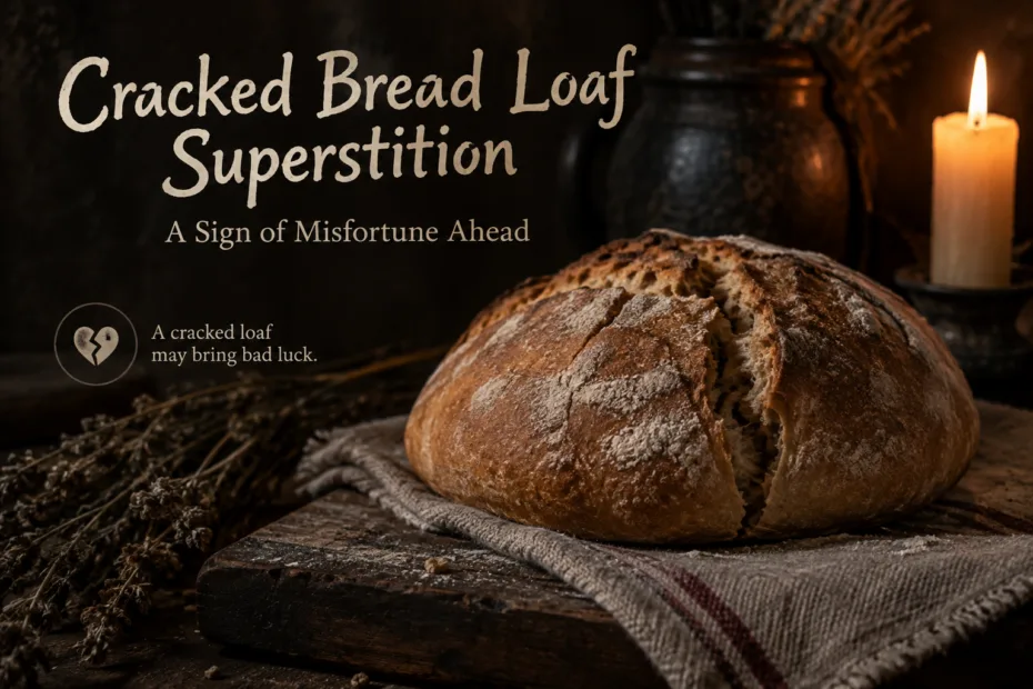 Cracked bread loaf seen as a superstition linked to death and bad luck in midfourtime beliefs.