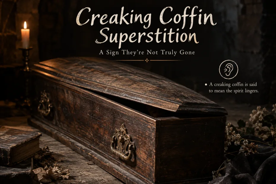Old coffin with a creaking sound superstition linked to another death in folklore.