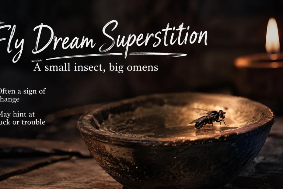 Dreaming of flies often symbolizes sickness or discomfort in superstitions surrounding flies and dreams.