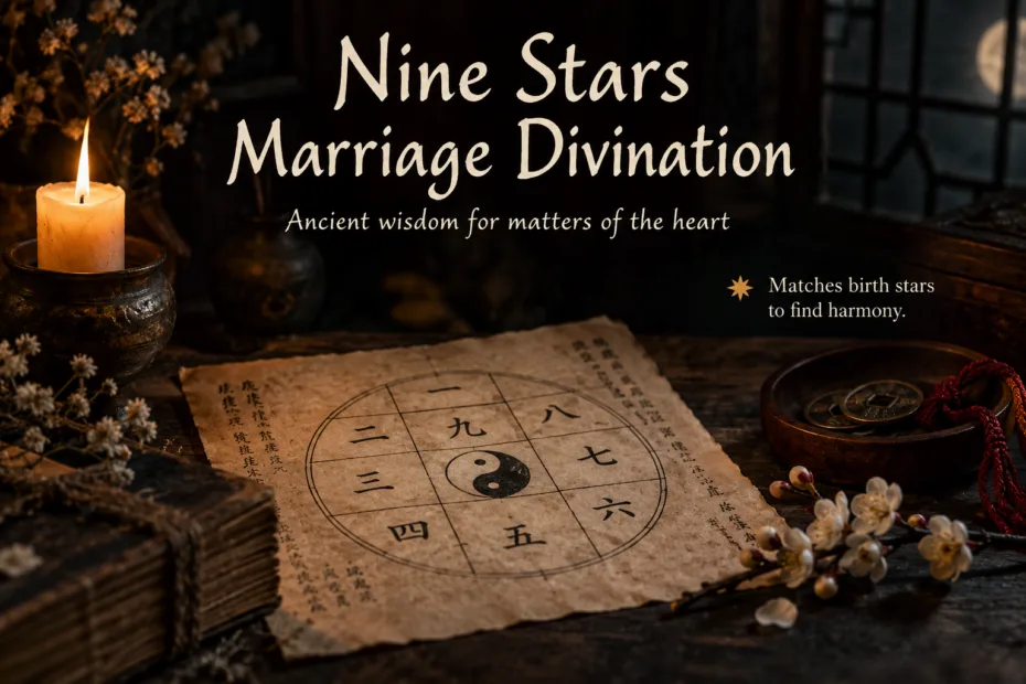 Nine stars object placed under pillow for marriage divination, believed to reveal future husband's identity.