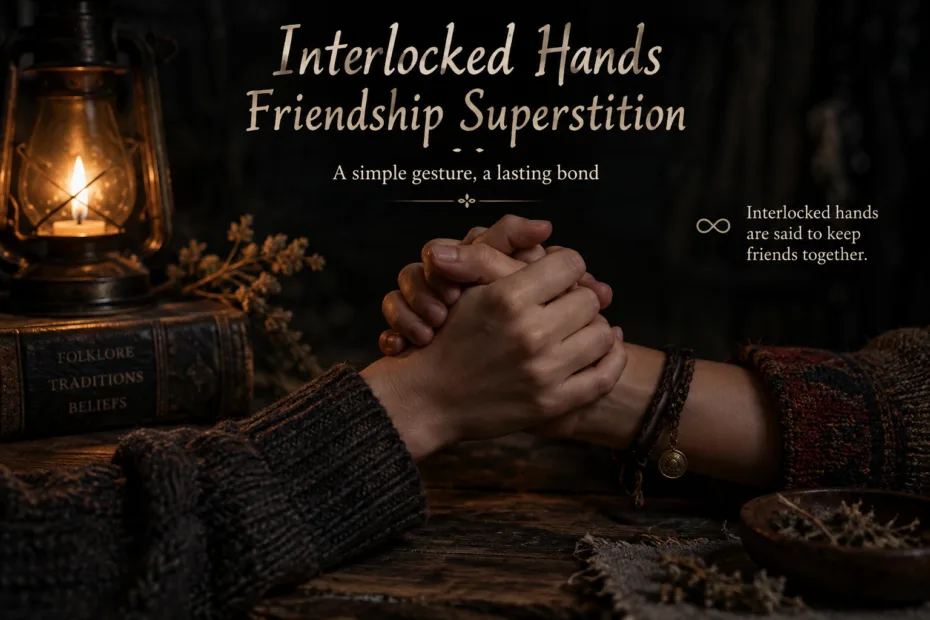 Interlocked hands symbolize friendship and superstition suggests they can break the bond if separated.
